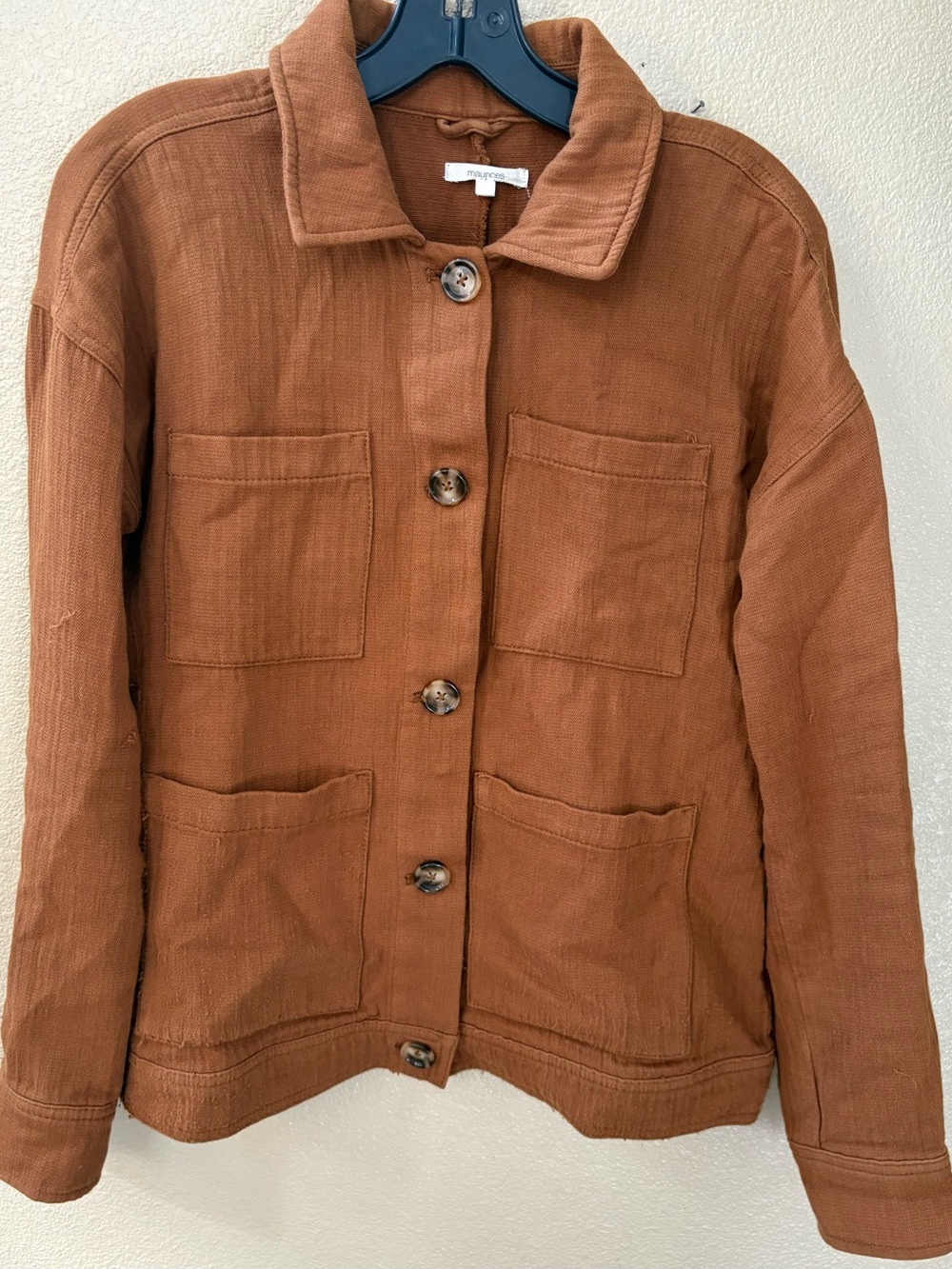 Maurices Button-Front Utility Jacket in Rust Brown